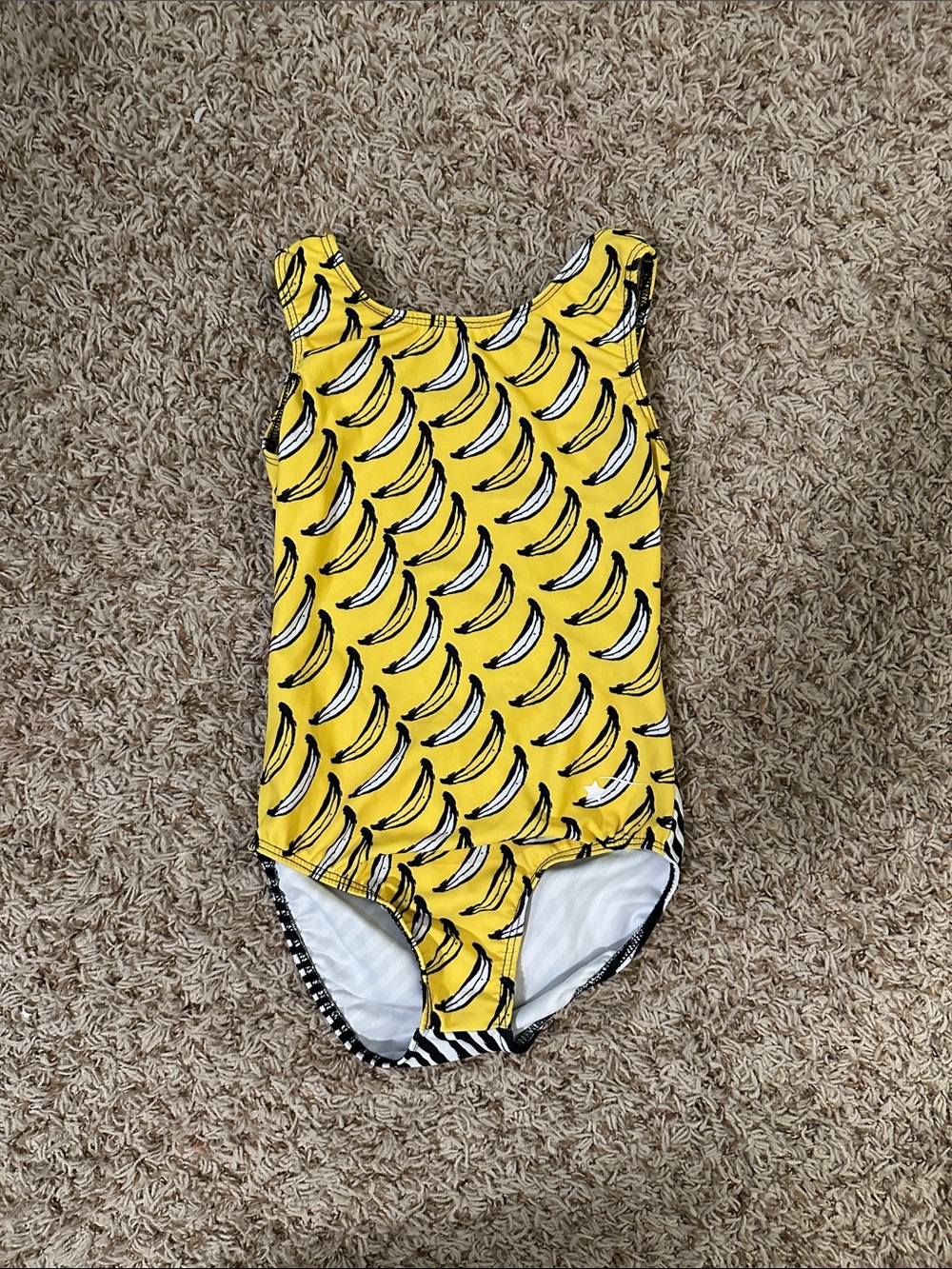 Kids Yellow Banana-Print Girls gymnastics leotard